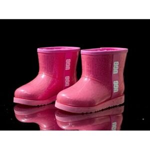 UGG Waterproof J-Rainy‎ Pink fluffy Rubber Boots Size women's size 6 Casual cozy